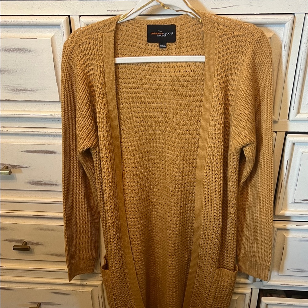 a new day Golden Mustard long Open-Front Cardigan